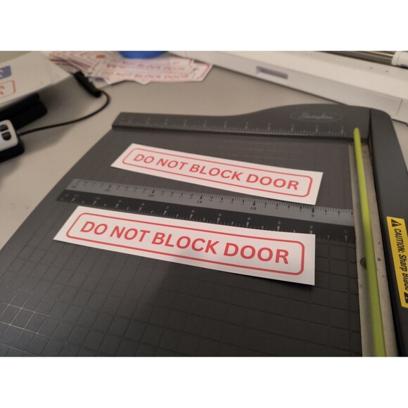 Do Not Block Door Sign Sticker Decal Vinyl Waterproof (2 Pack) - Picture 2 of 3